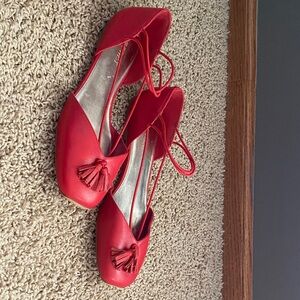 Nine West Red Tassel Flats